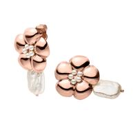 Purelei Floral Pearly Ohrringe für Damen, Edelstahl Ohrstecker mit Keshi Perle, Blüten-Design, Elegante Perlenohrringe mit Frei Hängender Perle (Roségold)