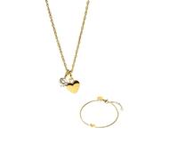 Purelei Schmuckset - Brave Halskette und Tiny Heart Armband aus Edelstahl (Gold) - Wasserfeste Kette 50-55 cm und verstellbares Armband 16-19 cm - 2-teilig