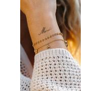 Purelei® Filigranes Armband mit 7 Anhängern - Edelstahl vergoldet - inspiriert von Natur & Element Erde - Verstellbar 16-20 cm - Gold/Silber/Roségold (Gold)
