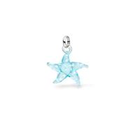 Purelei Seestern Charm aus Glas für Damen, handgefertigter Anhänger in Hellblau mit weißen und roten Punkten, maritimer Schmuck Anhänger für Ketten und Armbänder (Silver)