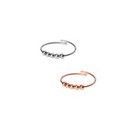 Purelei Shade Anxiety Ring - Fidget - New Generation - Damenring aus langlebigem Edelstahl - Wasserfeste Ringe - verstellbare Größen von 50-66 - Damenschmuck (Silver/Rosegold, 60-66)