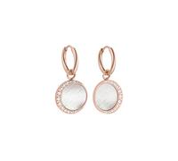 Purelei Shining Moon Ohrringe Damen mit Perlmutt und Zirkonia, elegante Edelstahl Creolen mit Mond Anhänger, funkelnder Ohrschmuck, Hängeohrringe, Geschenk für Frauen