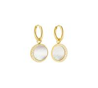 Purelei Shining Moon Ohrringe Damen mit Perlmutt und Zirkonia, elegante Edelstahl Creolen mit Mond Anhänger, funkelnder Ohrschmuck, Hängeohrringe, Geschenk für Frauen
