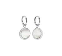 Purelei Shining Moon Ohrringe Damen mit Perlmutt und Zirkonia, elegante Edelstahl Creolen mit Mond Anhänger, funkelnder Ohrschmuck, Hängeohrringe, Geschenk für Frauen