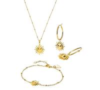 Purelei Sun Bundle Armband, Kette & Ohrringe (Gold) - Schmuck Set aus Damen Armband, Kette Damen & Ohrring aus Edelstahl (14K vergoldet) - Hawaiianisch inspiriert & wasserfest