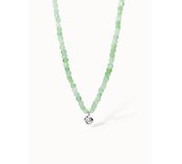 Purelei Sundial Shell Jade Damen Kette - verstellbare Halskette mit echten Jadeperlen & Muschelanhänger (35-40 cm) - Edelsteinkette aus Edelstahl 18K vergoldet, rosévergoldet oder silber (Silver)