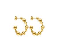 Purelei® Terra Hoops Ohrringe - Edelstahl 18K vergoldet - Wasserfest - Runder Kugel-Look - Durchmesser 30 mm - Eleganter Schmuck für Damen