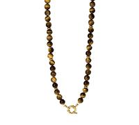 Purelei® Tiger’s Eye Charm Kette - Edelstahl vergoldet - Tigerauge Edelstein - mit Charm-Ring - Verstellbar 40-45 cm - Mut & Schutz - Damen Halskette Gold/Silber/Roségold (Gold)