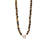 Purelei® Tiger’s Eye Charm Kette - Edelstahl vergoldet - Tigerauge Edelstein - mit Charm-Ring - Verstellbar 40-45 cm - Mut & Schutz - Damen Halskette Gold/Silber/Roségold (Rosegold)