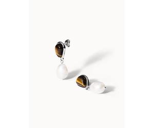PURELEI Tiger's Eye Pearl PerlenPerlenohrringe, Silber Silber