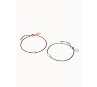 PURELEI Tiny Heart Armband Set Silver/rosegold