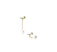 Purelei Tropfen Perlenohrringe - verstellbares 2-in-1 Design | Wellenförmige Ohrstecker mit abnehmbarer Kette & tropfenförmiger Muschelperle | Edelstahl & 14K/18K Vergoldung (Gold)