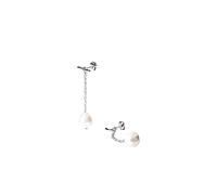 Purelei Tropfen Perlenohrringe - verstellbares 2-in-1 Design | Wellenförmige Ohrstecker mit abnehmbarer Kette & tropfenförmiger Muschelperle | Edelstahl & 14K/18K Vergoldung (Silver)