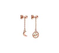 Purelei Universe Ohrringe - wasserfest | Creolen mit abnehmbaren Ketten, Sichelmond & Galaxie-Anhänger | Edelstahl & 18K Vergoldung | Symbol für Magie, Harmonie & kosmische Energie (Rosegold)