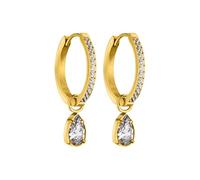 Purelei Vintage-Creolen Damen 18K vergoldet - Zirkonia Tropfen Ohrringe, Edelstahl 15,6 mm, eleganter Schmuck zeitlos glänzend Geschenk