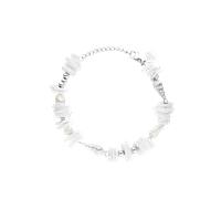 Purelei® Wela Armband Damen - Mit echten Süßwasserperlen, Keshi-Perlen & Muschelelementen - 316L Edelstahl vergoldet/rosé/silber - Verstellbar 16-19 cm - Wasserfest (Silver)