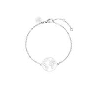PURELEI World Map Armband, verstellbare Länge, Silber Silber