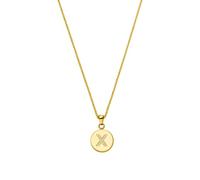 Purelei X Coin Kette (Gold, Silber), Damen Halskette Initiale aus langlebigem Edelstahl mit Schmucksteinen, Wasserfester Schmuck mit Anhänger Buchstabe X, 50-55 cm Länge verstellbar (Gold)