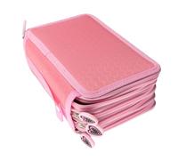 Purokise Federmäppchen, 72 Schlitze Oxford Gewebe Stifteetui Mehrschichtig Schüleretui für Künstler und Make-up Pinsel Aufbewahrung Tasche Rosa 20x12,5x8,7 cm