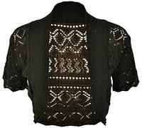 Purple Hanger - Bolero Schulterjäckchen Kurzarm Strick Häkel Muster Top Jäckchen - EU 40-42, Dunkelbraun