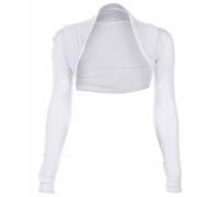 Purple Hanger - Bolero Schulterjäckchen Langarm Elastisch Damen Offen Top Jäckchen Kurz - 38-40, Weiß