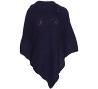 Purple Hanger Damen Cape-Schal Langer Strickpullover mit Rollkragen gefalteter Jumper Damen-Poncho Top Einheitsgröße - Einheitsgröße, Marineblau