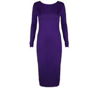 Purple Hanger - Damen Kleid Langarm Rundhalsausschnitt Enganliegendes Stretch Figurbetontes Midi Kleid - EU 36 / 38, Lila