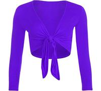 Purple Hanger - Damen Langarm Vorne Offenes Schnürverschluss Bolero Bauchfreie Schulterjäckchen Top - EU 36-38, Lila