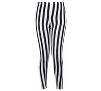 Purple Hanger - Damen Lange Elastische Stretch Leggings Vertikale Streifen Druck - EU 40/42, Schwarz