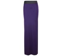 Purple Hanger - Damen Rock Einfarbiger Langer Gerader Gypsy Dehnbarer Maxi Jersey Rock Mit Kontrast Elastischem Hüftband, Violett - Violett, 40-42