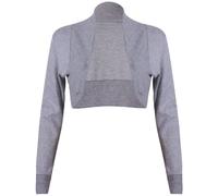 Purple Hanger - Gerippte Bolero Jacke für Damen Langärmlig Eng Geschnitten Vorne Offen Bolero Jäckchen Schulter Oberteil - 36 - 38, Hellgrau
