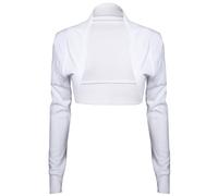 Purple Hanger - Gerippte Bolero Jacke für Damen Langärmlig Eng Geschnitten Vorne Offen Bolero Jäckchen Schulter Oberteil - 40 - 42, Weiß