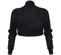 Purple Hanger - Gerippte Bolero Jacke für Damen Langärmlig Eng Geschnitten Vorne Offen Bolero Jäckchen Schulter Oberteil - Schwarz, 40 - 42