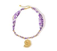 PURPLELILY Leichte Halskette mit Meeresmotiv, Edelstahlkette, minimalistisches Design, bequem für den Alltag mit Schal Anhänger, Misura unica, wie beschrieben, wie beschrieben