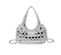 PURPLELILY Moderne Star Nieten Crossbody Tasche Abnehmbarer Riemen Damen Shopper Handtasche PU Leder Schultertasche für den täglichen Gebrauch Shopper Schultertasche PU Leder, silber