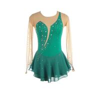 purpleq Glitzer Eiskunstlauf Kleid Damen Langarm Kürkleid Mit Strass Rollkunstlauf Wettbewerb Tanzanzug Ballerina Kleid Latein Tanzkleid Wettbewerb Tanzkostüm Damen Tanzkleid,Peacock Green,M