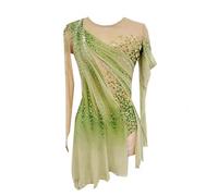 purpleq Hochwertiges Eiskunstlauf Kleid Damen Eislaufrock Grün Gelbe Halo Färbung Professionelle Wettkampf Skating-Bekleidung Mit Spandex Elastizität Kristall/Strass