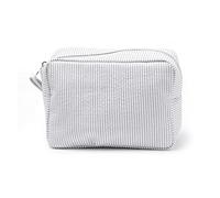 PURRL Seersucker-Rüschen-Kosmetiktaschen, rosa/lila gestreifte Aufbewahrung, Make-up-Taschen for Frauen, Dame mit Reißverschluss, Reisetasche (Color : Gray)