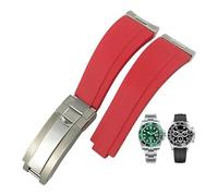 PURYN Uhrenarmband aus genarbtem Gummi mit Stahlkopf, geeignet für Rolex Submariner SUB GMT ditongna Uhrenarmband, 20 mm, GoldBuckle-end, Azetat, Kein Edelstein