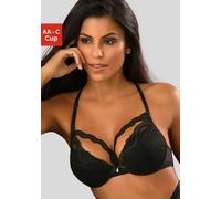 Push-up-BH, Damen, Gr. 70, Cup A, schwarz, Spitze, Obermaterial: 60% Polyamid, 35% Polyester, 5% Elasthan, PETITE FLEUR GOLD BY LASCANA, BHs Push-up-BH Spitzenwäsche Bügel-BH Spitzen-BH Schalen-BH, mi