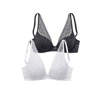 Push-up-BH PETITE FLEUR, Damen, Gr. 85, Cup AA, schwarz (schwarz, weiß), Microtouch, Obermaterial: 60% Polyamid, 35% Polyester, 5% Elasthan, BHs Push-up-BH, in modischem High-Apex Schnitt (55926018-85