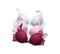 Push-up-BH PETITE FLEUR, Damen, Gr. 85, Cup B, bunt (weiß, rosé, brombeer), Spitze, Obermaterial: 64% Baumwolle, 31% Polyamid, 5% Elasthan, BHs Push-up-BH, mit Bügel und herausnehmbaren Kissen, Dessou