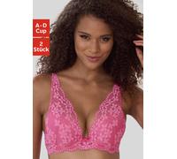 Push-up-BH, Damen, Gr. 90, Cup D, pink (pink, weiß), Spitze, Obermaterial: 60% Polyamid, 35% Polyester, 5% Elasthan, PETITE FLEUR BY LASCANA, BHs Push-up-BH, in High Apex Schnittform, Dessous (7100715