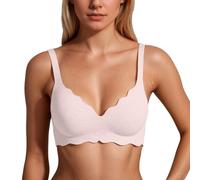 Push Up BH Damen Ohne Bügel - Bralette Damen Starker Halt Seamless Bustier Mit Tiefem V-Ausschnitt Klassische Soft BHS Skiny Bra Bequemer Dessous Unterkleidung Büstenhalter