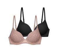 Push-up-BH DORINA "Nadia", Damen, Gr. 80, Cup E, schwarz (pink, schwarz), Microtouch, Obermaterial: 65% Polyamid, 26% Polyester, 9% Elasthan, BHs Push-up-BH, vorgeformte Körbchen, mit Bügel, teilweise
