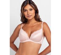 Push-up-BH DORINA "Origins Shiny Micro", Damen, Gr. 80, Cup E, pink, Spitze, Obermaterial: 63% Polyamid, 19% Elasthan, 18% Polyester, unifarben, BHs Push-up-BH, vorgeformte Cups, Spitze, Doppelträger 