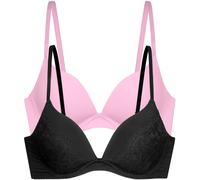 Push-up-BH DORINA "Willa", Damen, Gr. 80, Cup A, schwarz (schwarz, pink), Microtouch, Obermaterial: 65% Polyamid, 25% Polyester, 10% Elasthan, BHs Push-up-BH, leicht gepolsterte Cups, mit Bügel (10872