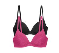 Push-up-BH DORINA "Willa", Damen, Gr. 95, Cup C, schwarz (pink, schwarz), Microtouch, Obermaterial: 65% Polyamid, 25% Polyester, 10% Elasthan, BHs Push-up-BH, leicht gepolsterte Cups, mit Bügel (78977