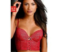 Push-up-BH JETTE, Damen, Gr. 80, Cup D, rot, Spitze, Obermaterial: 82% Polyamid, 9% Elasthan, 9% Polyester, BHs Push-up-BH, in hübscher Bustier-Form, sexy Dessous (28362506-80) rot