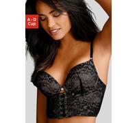 Push-up-BH JETTE, Damen, Gr. 85, Cup D, schwarz, Spitze, Obermaterial: 82% Polyamid, 9% Elasthan, 9% Polyester, BHs Push-up-BH, in hübscher Bustier-Form, sexy Dessous (61573224-85) schwarz